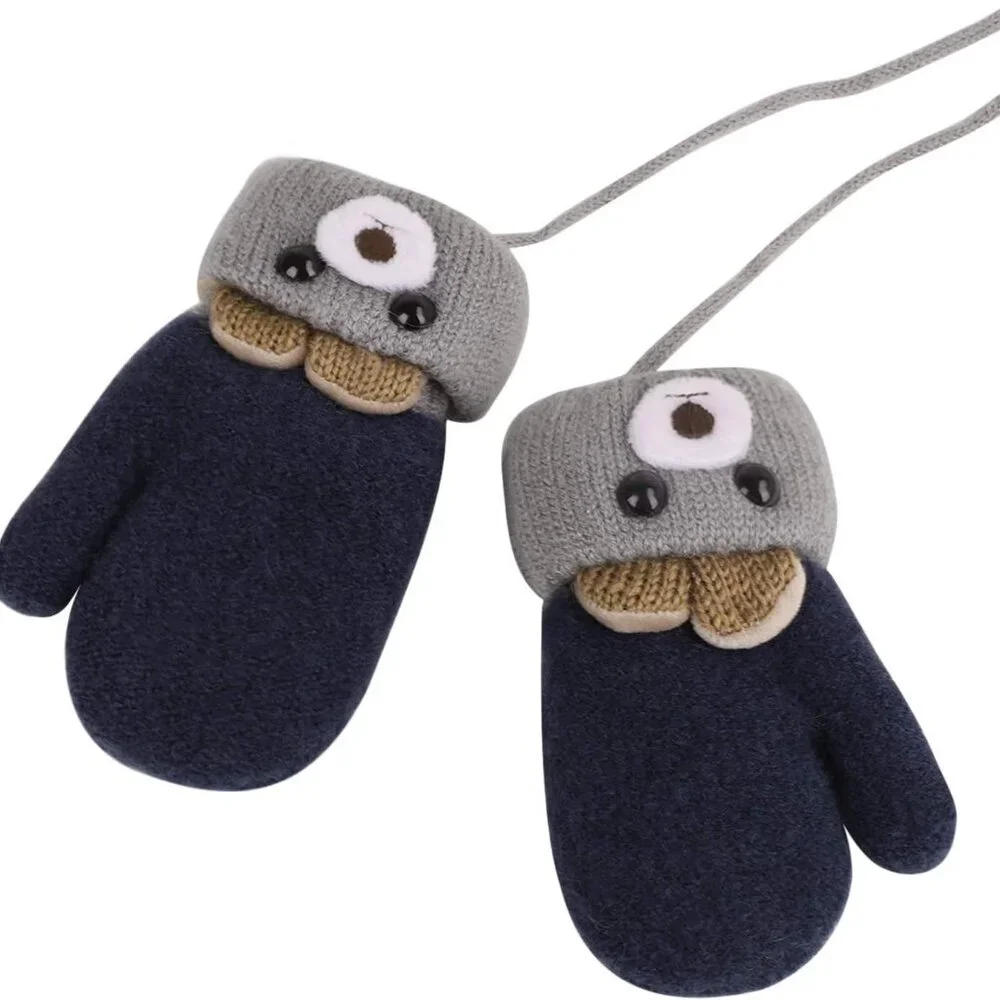 Toddler Kids Warm Winter Gloves Cute Infant Baby Boys Girls Thick Fleece Lined F